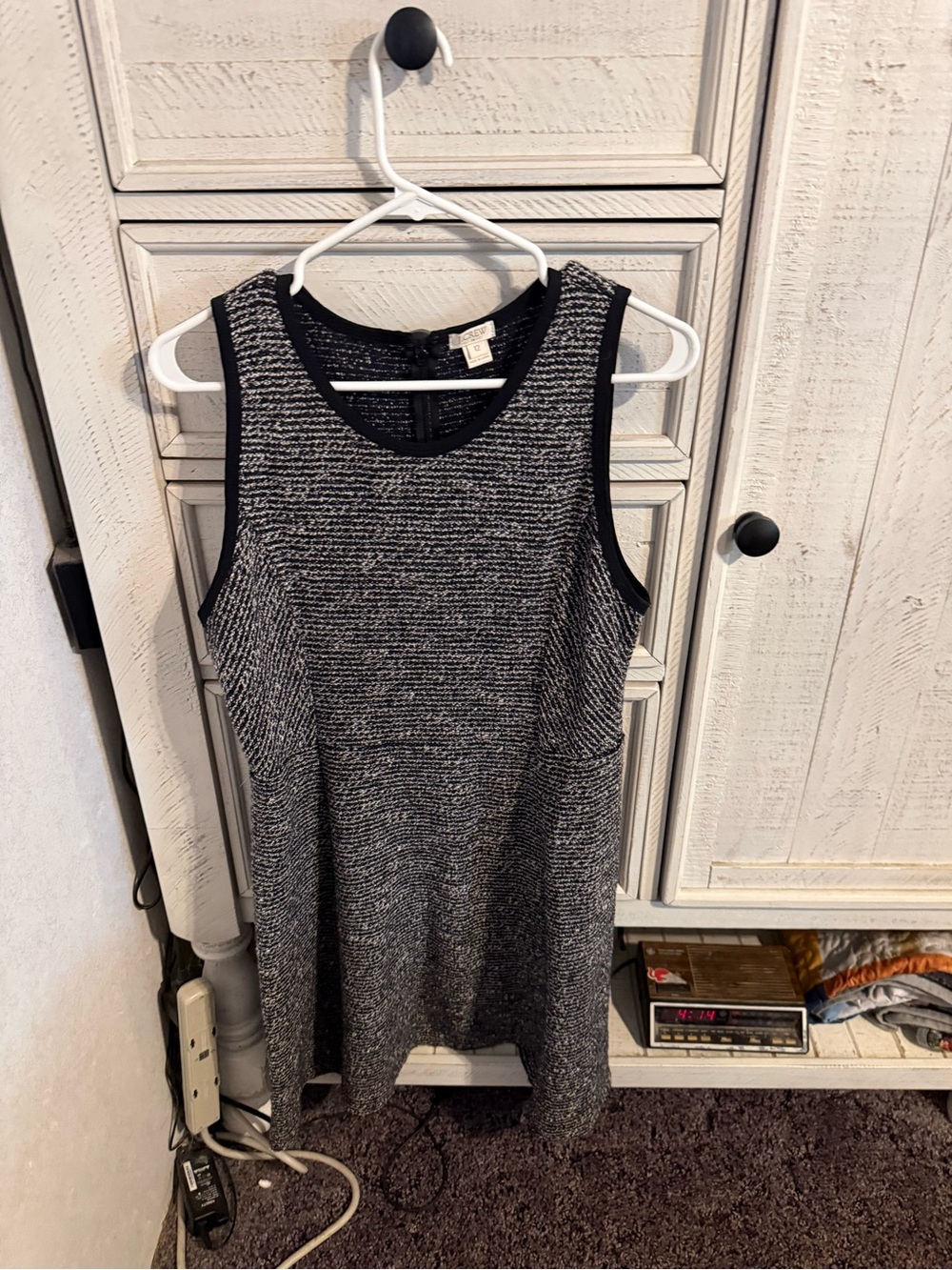 J. Crew Black & White Textured Knit Midi Dress
